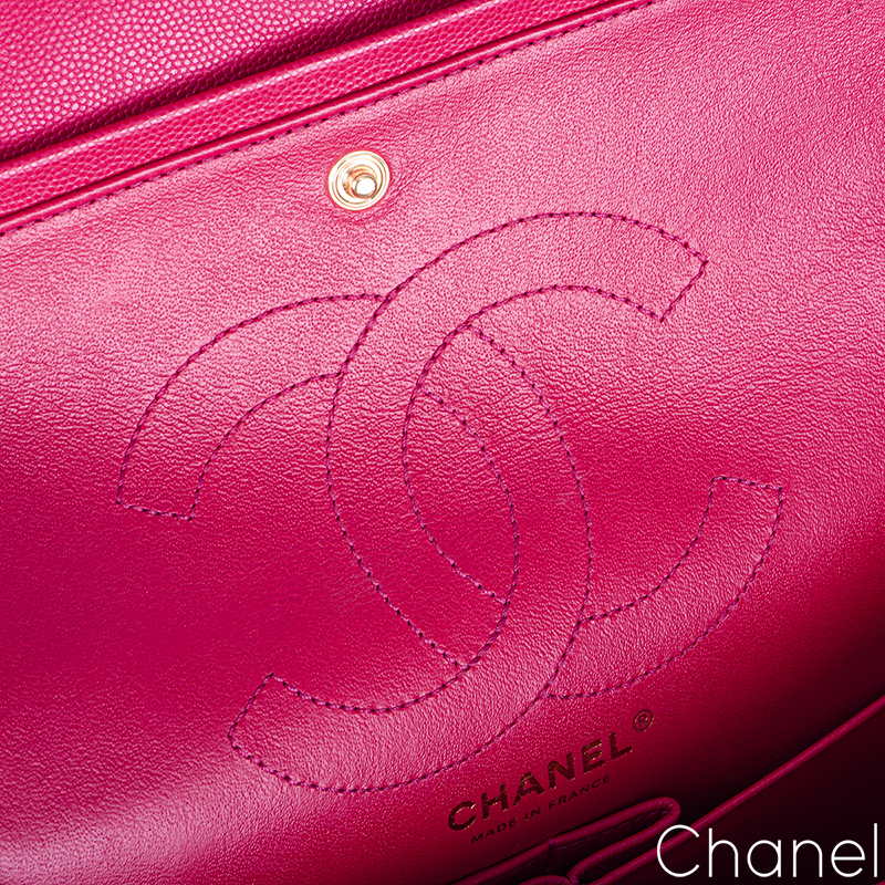 Chanel Vintage Fuchsia Pink Quilted Caviar 2.55 Medium Classic Double –  Amarcord Vintage Fashion